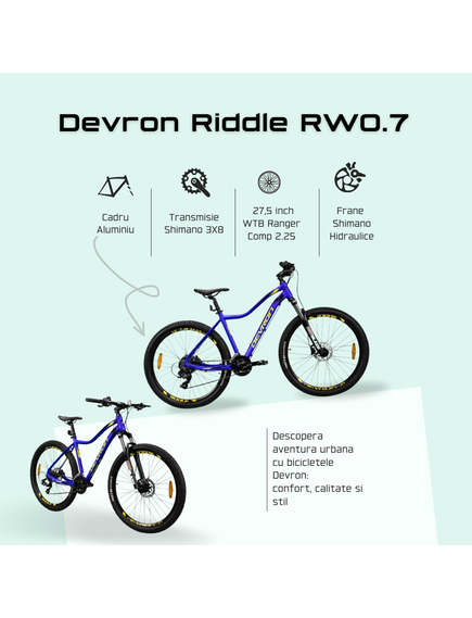 Bicicleta Mtb Devron 2023 RW0.7 - 27.5 Inch, M, Albastru