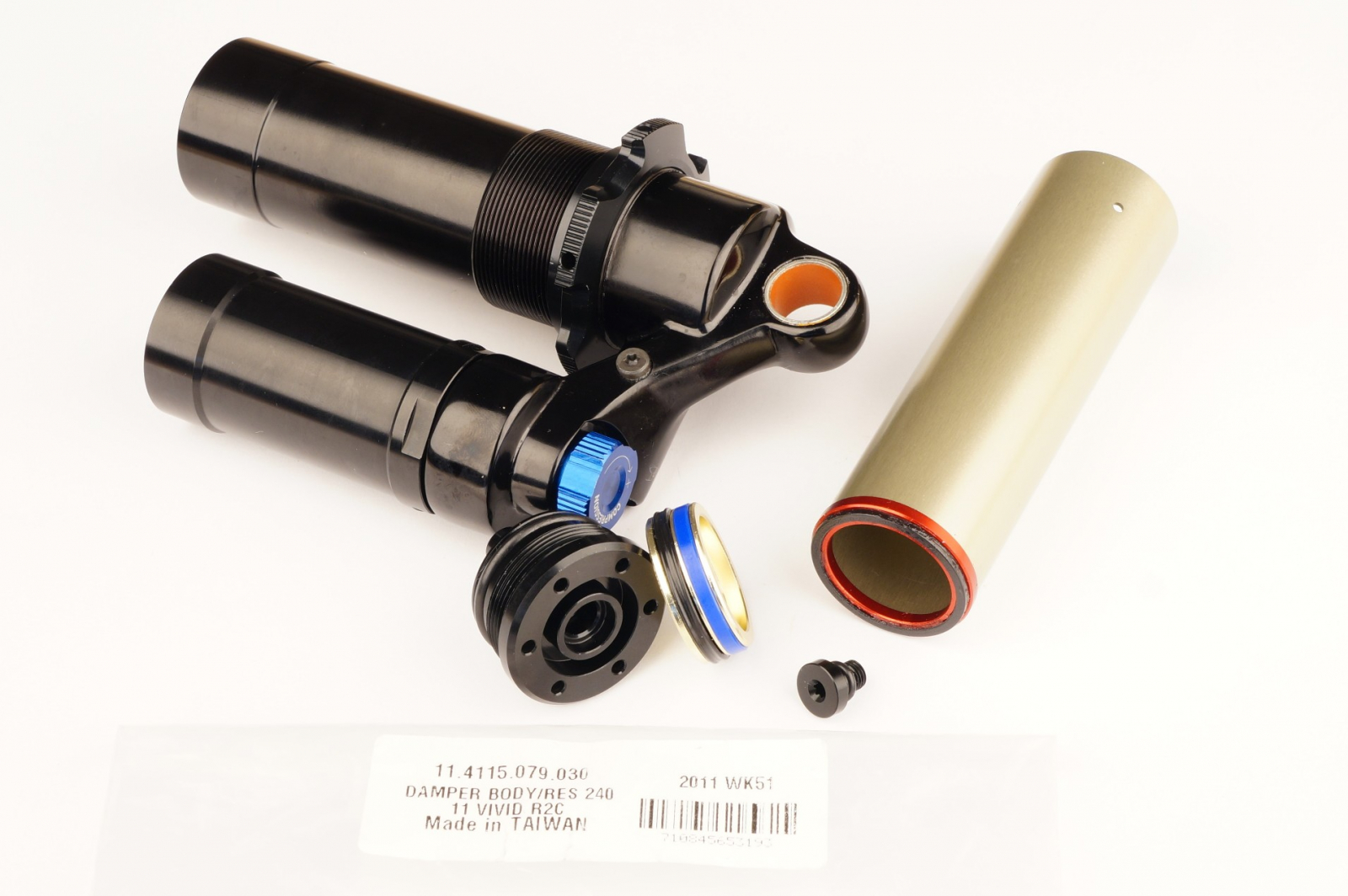 Damper Body/Reservoir Assy - 2011 Vivid R2C - 240 x 76 Mm, Black