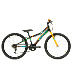 Bicicleta Copii DHS Turbo - 24 Inch, Negru-Portocaliu