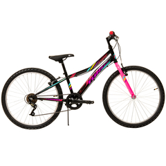 Bicicleta Copii DHS Turbo - 24 Inch, Negru-Roz