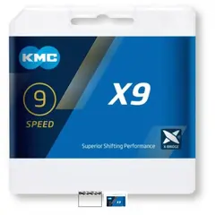 Lant KMC 9 viteze, 1/2x11/114 1/2x11/128, argintiu