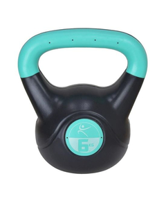 Kettlebel Vinil - 6 Kg, Negru-Turcoaz