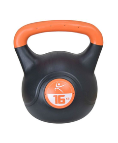 Kettlebell Vinil - 16 Kg, Negru-Portocaliu