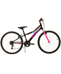 Bicicleta Copii DHS Turbo - 24 Inch, Negru-Roz