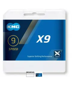 Lant KMC 9 viteze, 1/2x11/114 1/2x11/128, argintiu