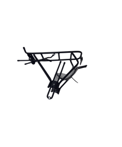 Portbagaj bicicleta spate HGYJ L4, 28 inch, aluminiu, negru, cu suport lumina spate 80 mm, clema si suport curea, prindere pe cadru 210 mm