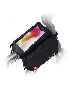 Borseta Cadru Bicicleta P2R TWINNER, cu husa telefon, Negru