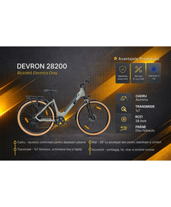 Bicicleta electrica Oras Devron 28200 - 28 inch, L, Gri Inchis