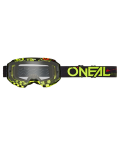 Ochelari O'Neal B-10 ATTACK V.24 - Lentile Transparente, Negru-Galben Neon