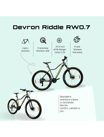 Bicicleta Mtb Devron 2023 RW0.7 - 27.5 Inch, S, Verde Bicicleta Mtb Devron 2023 RW0.7 - 27.5 Inch, S, Verde