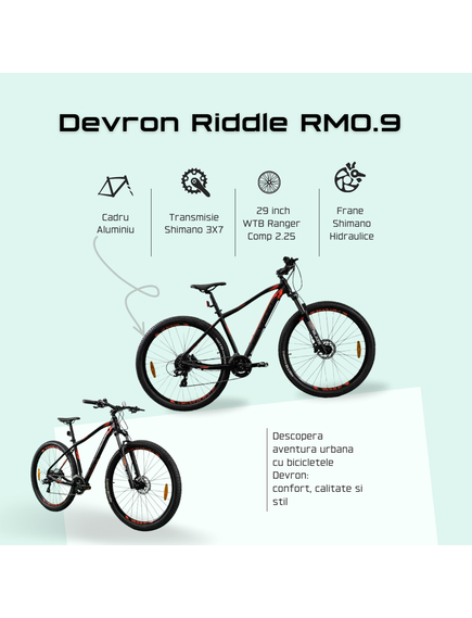 Bicicleta Mtb Devron 2023 RM0.9 - 29 Inch, M, Negru-Rosu Bicicleta Mtb Devron 2023 RM0.9 - 29 Inch, M, Negru-Rosu