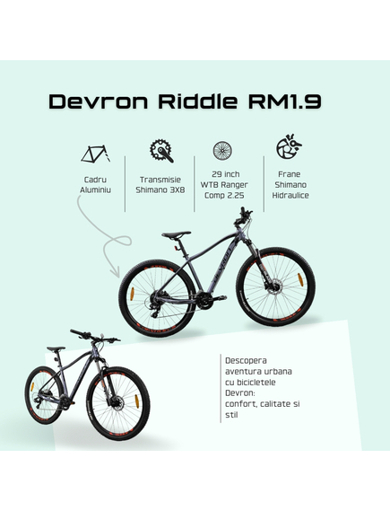 Bicicleta Mtb Devron 2023 RM1.9 - 29 Inch, M, Gri Bicicleta Mtb Devron 2023 RM1.9 - 29 Inch, M, Gri