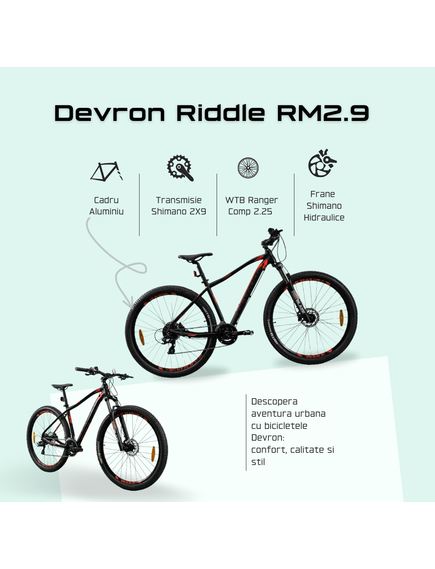 Bicicleta Mtb Devron 2023 RM2.9 - 29 Inch, L, Negru-Rosu Bicicleta Mtb Devron 2023 RM2.9 - 29 Inch, L, Negru-Rosu