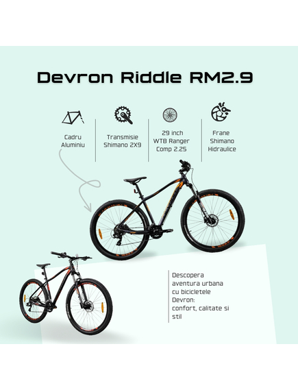 Bicicleta Mtb Devron 2023 RM2.9 - 29 Inch, M, Gri-Portocaliu