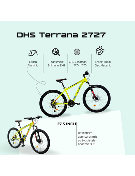 Bicicleta Mtb Terrana 2727 - 27.5 Inch, S, Verde Bicicleta Mtb Terrana 2727 - 27.5 Inch, S, Verde