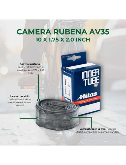 Camera Bicicleta Rubena AV35 - 10 x 1.75 x 2.0 INCH