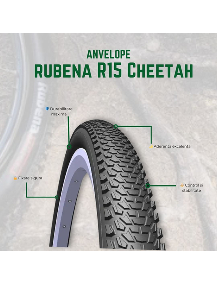 Anvelopa Bicicleta Rubena R15 Cheetah - 29 x 2.35 Inch, Negru