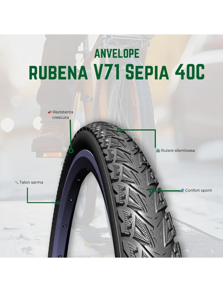 Anvelopa Bicicleta Rubena V71 Sepia - 700 x 40C, Negru