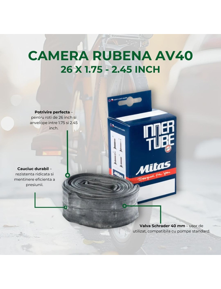 Camera Bicicleta Rubena AV40 - 26 x 1.75 - 2.45 INCH