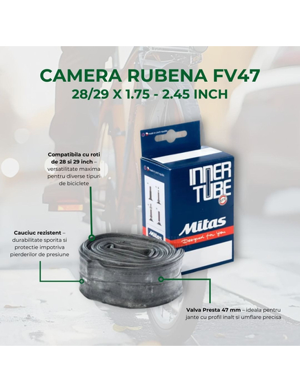 Camera Bicicleta Rubena FV47 - 28/29 x 1.75 - 2.45 INCH