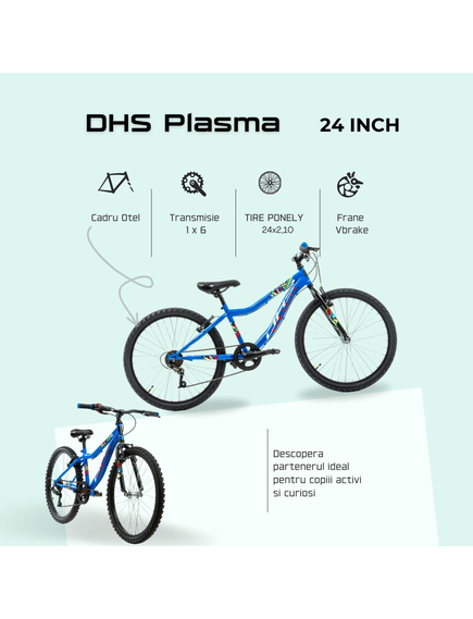 Bicicleta Copii DHS Plasma - 24 Inch, Albastru Bicicleta Copii DHS Plasma - 24 Inch, Albastru