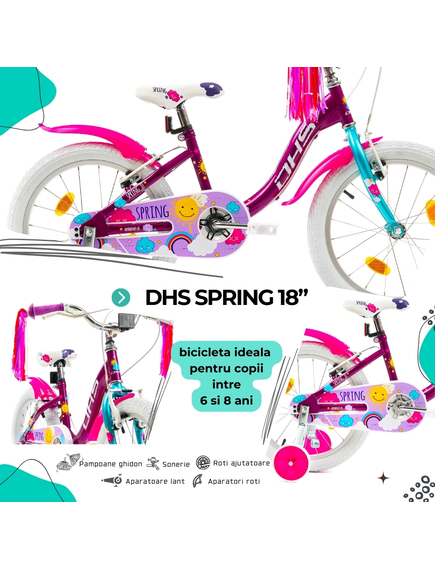 Bicicleta Copii DHS Spring - 18 Inch, Mov