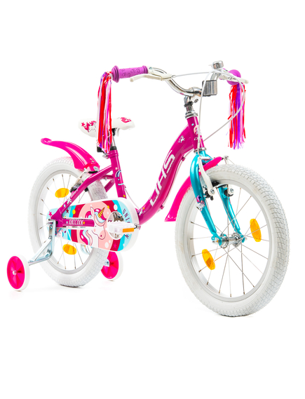 Bicicleta Copii DHS Unicorn - 18 Inch, Roz/Albastru