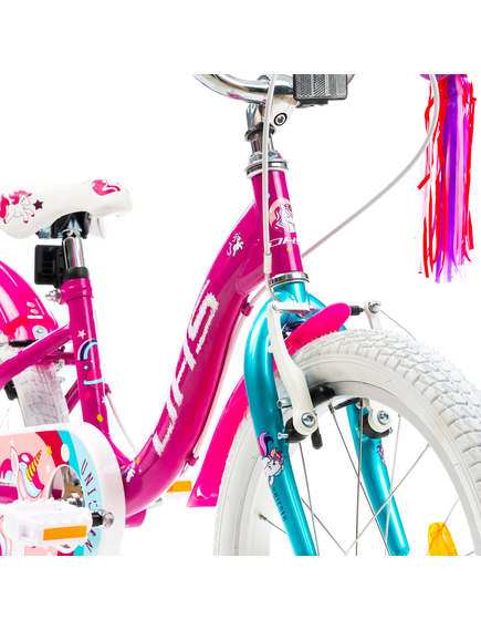 Bicicleta Copii DHS Unicorn - 18 Inch, Roz/Albastru