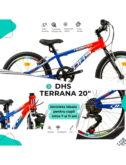 Bicicleta Copii Dhs Terrana 2023 - 20 Inch, Albastru/Rosu Bicicleta Copii Dhs Terrana 2023 - 20 Inch, Albastru/Rosu