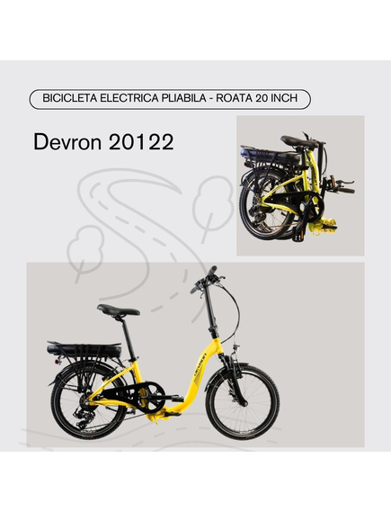 Bicicleta Electrica Pliabila Devron 20122 - 20 Inch, S, Galben