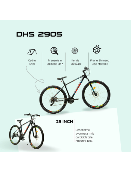 Bicicleta Mtb Dhs 2905 - 29 inch, M, Negru-Rosu