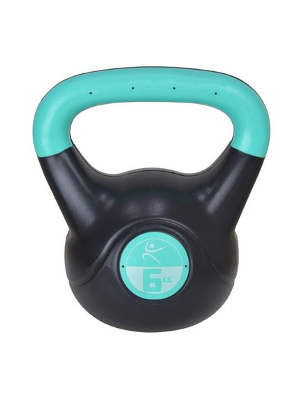 Kettlebel Vinil - 6 Kg, Negru-Turcoaz