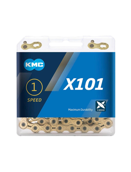 Lant Bicicleta KMC X101, 1 Viteze, 1/2x1/8 inch, 112 Zale, Auriu Lant Bicicleta KMC X101, 1 Viteze, 1/2x1/8 inch, 112 Zale, Auriu
