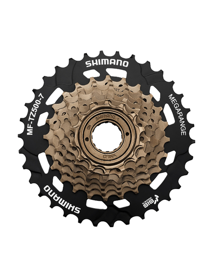 Pinion Bicicleta Filetat Shimano Tourney MF-TZ500, 7Vit, 14-34T, MEGA RANGE, Maro-Negru, OEM