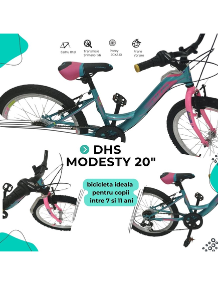 Bicicleta Copii DHS Modesty - 20 Inch, Albastru Bicicleta Copii DHS Modesty - 20 Inch, Albastru