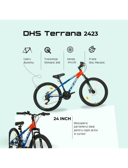 Bicicleta Copii Dhs Terrana 2423 - 24 Inch, Albastru/Rosu Bicicleta Copii Dhs Terrana 2423 - 24 Inch, Albastru/Rosu