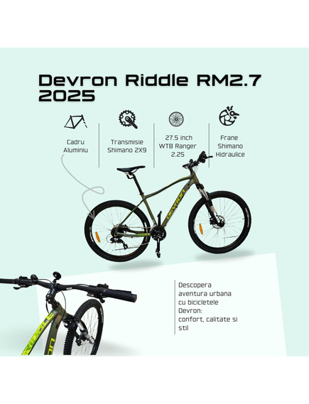 Bicicleta Devron Riddle RM2.7 2025 - 27.5 Inch, S, Verde Bicicleta Devron Riddle RM2.7 2025 - 27.5 Inch, S, Verde