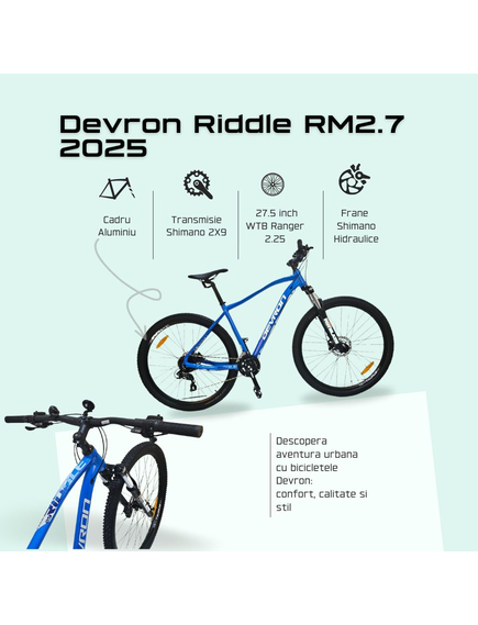 Bicicleta Devron Riddle RM2.9 2025 - 29 Inch, M, Albastru Bicicleta Devron Riddle RM2.9 2025 - 29 Inch, M, Albastru