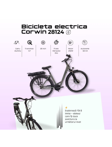 Bicicleta Electrica Corwin 28124 - 28 Inch, M, Gri
