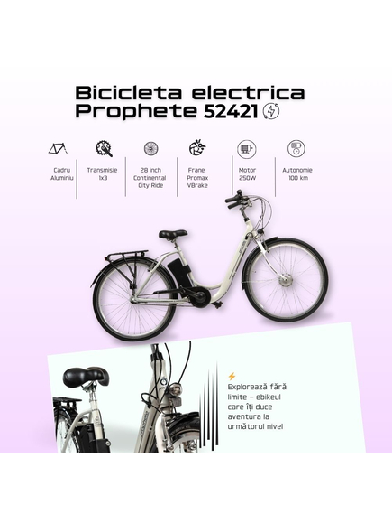 Bicicleta Electrica Prophete 52421 - 28 Inch, M, Alb
