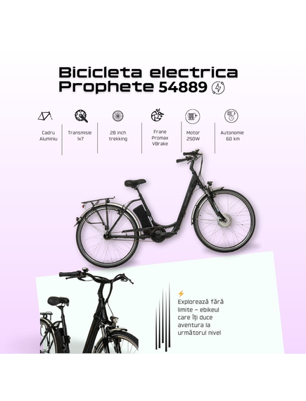 Bicicleta Electrica Prophete 54889 - 28 inch, M, Negru