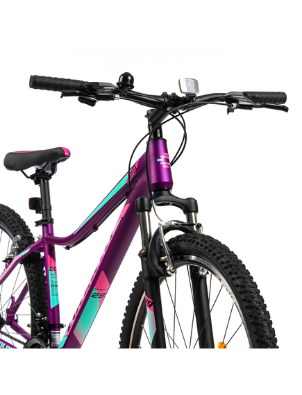 Bicicleta MTB Colinelli COL22, Marimea S, 29 inch, Violet, Schimbator Shimano, 21 Viteze, Cadru Aluminiu, Frane V - Brake