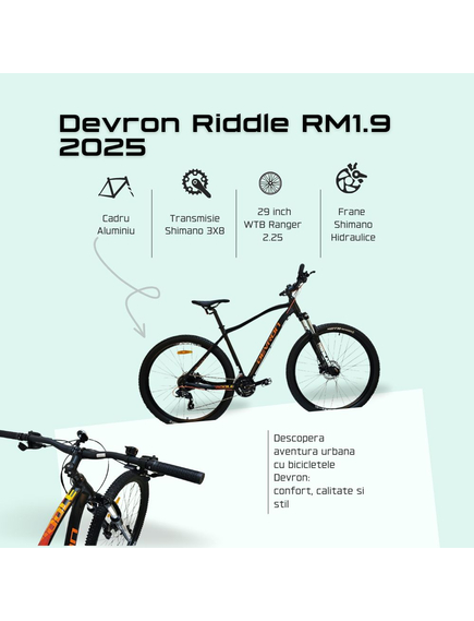 Bicicleta Mtb Devron Riddle RM1.9 - 29 Inch, L, Negru Bicicleta Mtb Devron Riddle RM1.9 - 29 Inch, L, Negru