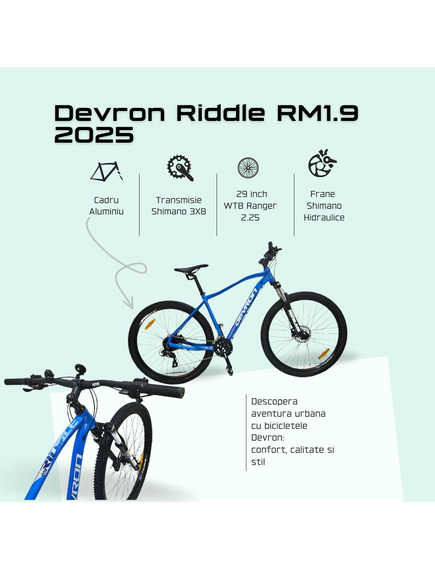 Bicicleta Mtb Devron Riddle RM1.9 - 29 Inch, M, Albastru Bicicleta Mtb Devron Riddle RM1.9 - 29 Inch, M, Albastru