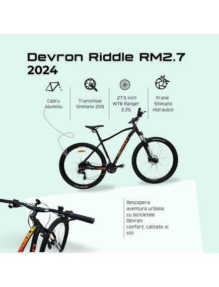 Bicicleta Mtb Devron Riddle RM2.7 2024 - 27.5 Inch, L, Negru