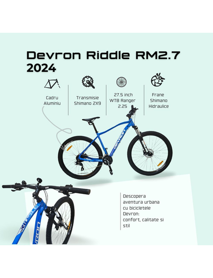 Bicicleta Mtb Devron Riddle RM2.7 2024 - 27.5 Inch, S, Albastru