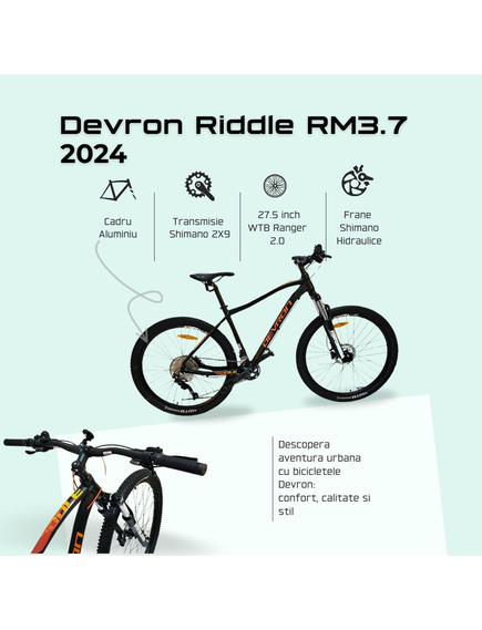 Bicicleta Mtb Devron Riddle RM3.7 2024 - 27.5 Inch, L, Negru Bicicleta Mtb Devron Riddle RM3.7 2024 - 27.5 Inch, L, Negru