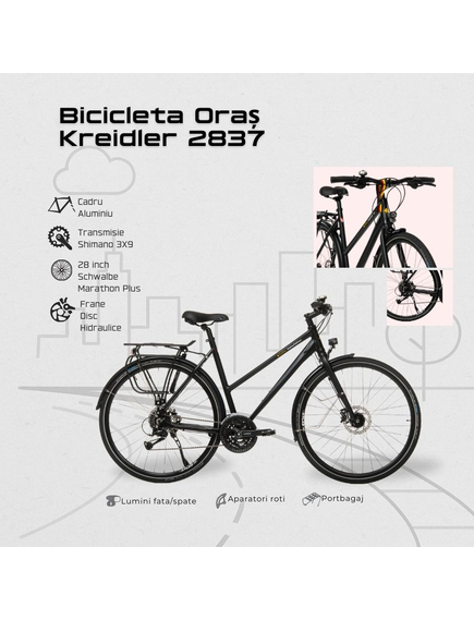 Bicicleta Oras Kreidler 2837 - 28 inch, XL, Negru
