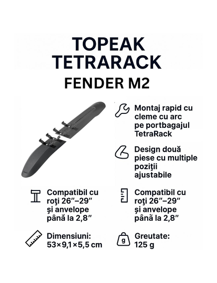 Aparatoare noroi spate Topeak TetraRack Fender M2
