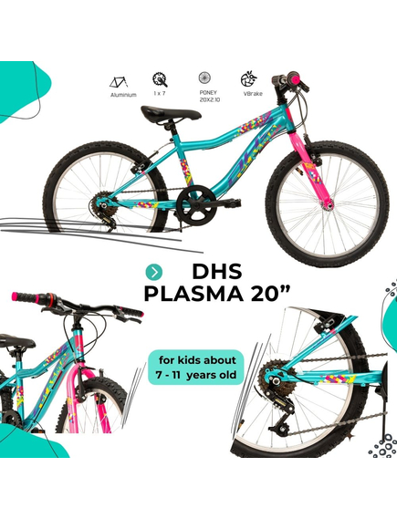 Bicicleta Copii DHS Plasma - 20 Inch, Turcoaz